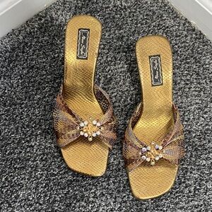 Nina Shoes Gold Embellished Sandals